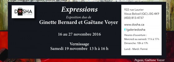 Invitation Expressions, exposition de Ginette Bernard et Gaëtane Voyer