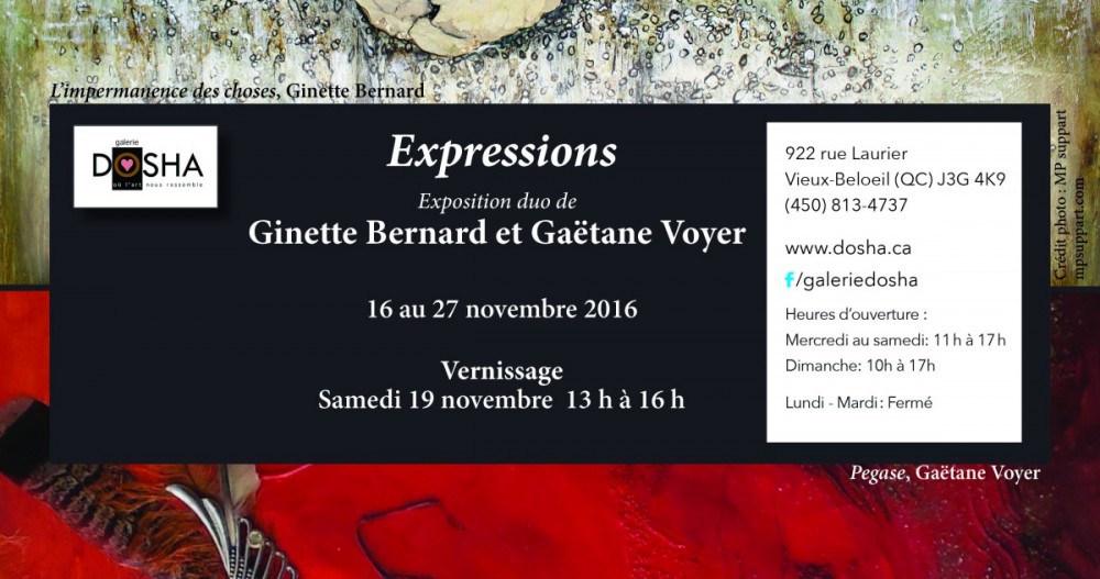 Invitation Expressions, exposition de Ginette Bernard et Gaëtane Voyer